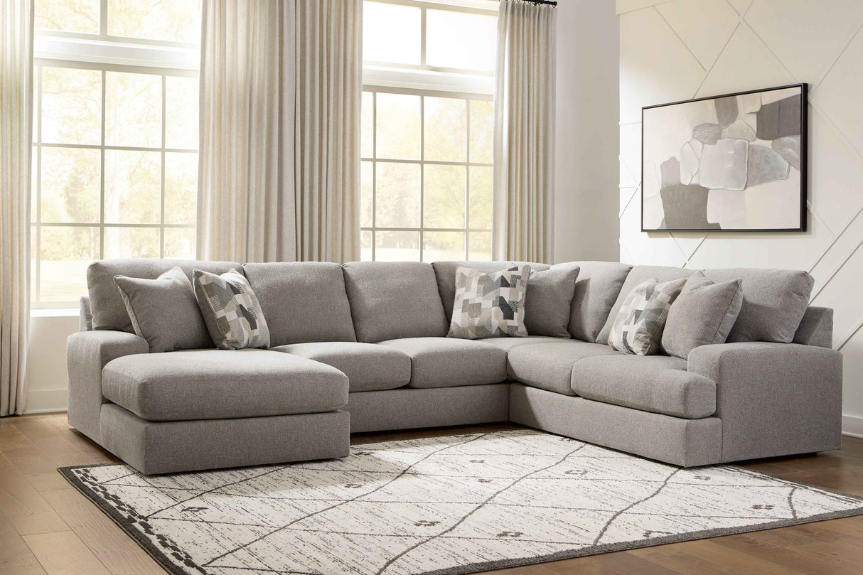 Lindon Smoke 3-Piece Sectional with Chaise by Ashley at Eve Furniture