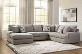 Lindon Smoke 3-Piece Sectional with Chaise by Ashley at Eve Furniture