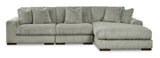 Lindyn Fog 3-Piece Modular Sectional with Right Arm Facing (RAF) Chaise by Ashley at Eve Furniture