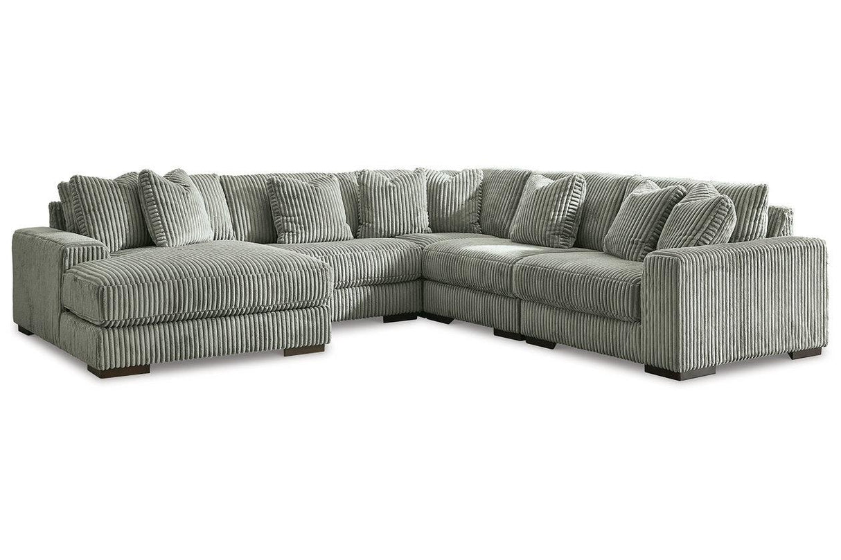 Lindyn Fog 5-Piece Left Arm Facing Modular Chaise Sectional by Ashley at Eve Furniture