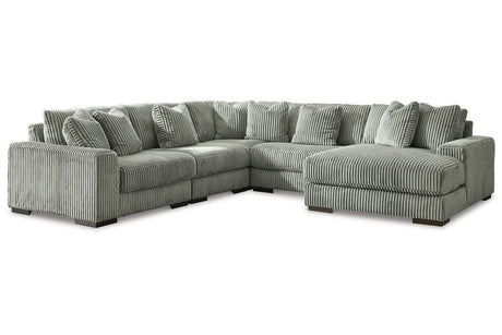 Lindyn Fog 5-Piece Right Arm Facing (RAF) Modular Chaise Sectional by Ashley at Eve Furniture