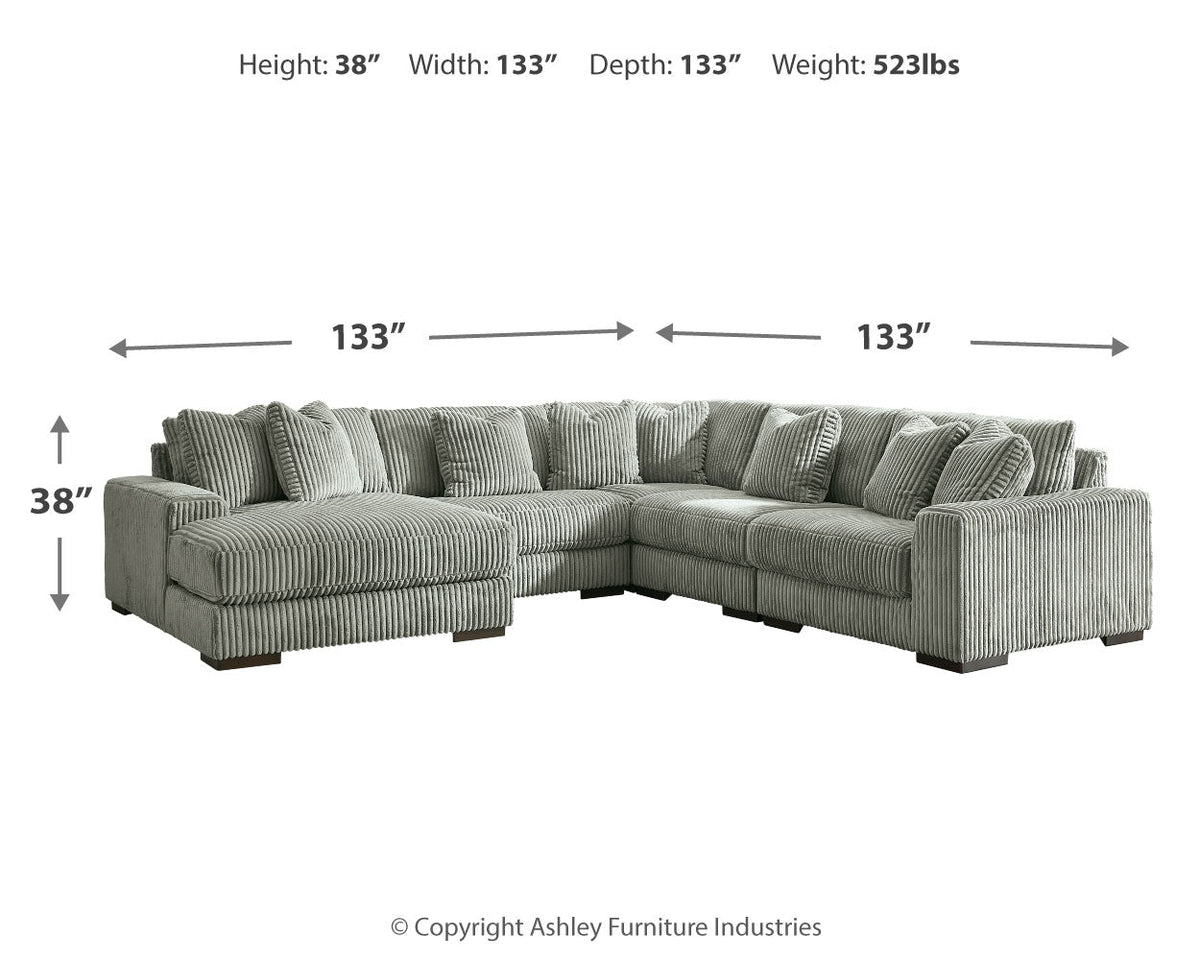 Lindyn Fog 5-Piece Sectional with Ottoman by Ashley at Eve Furniture