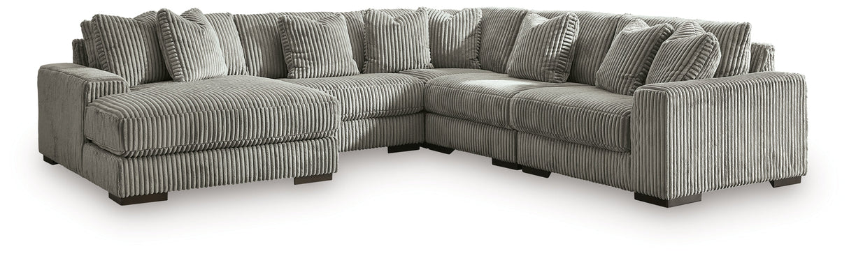Lindyn Fog 5-Piece Sectional with Ottoman by Ashley at Eve Furniture