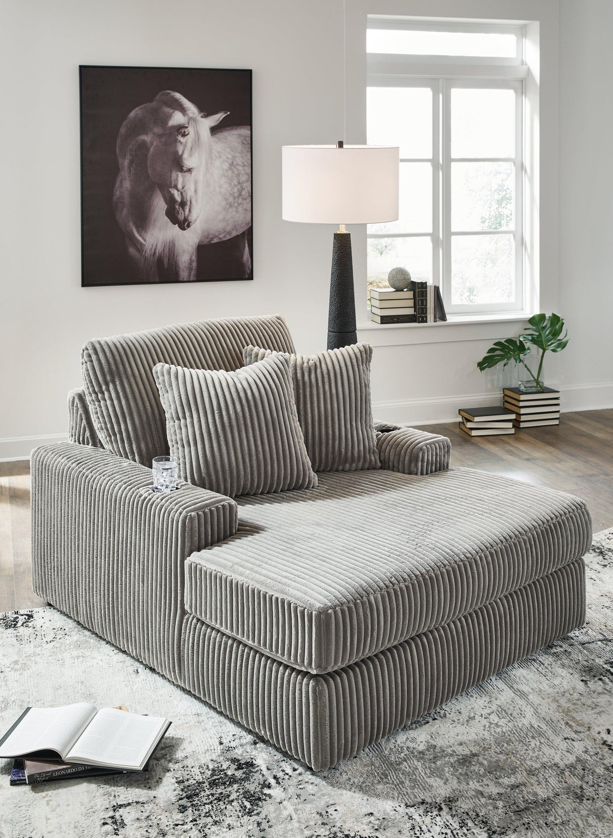 Lindyn Fog Oversized Chaise by Ashley at Eve Furniture