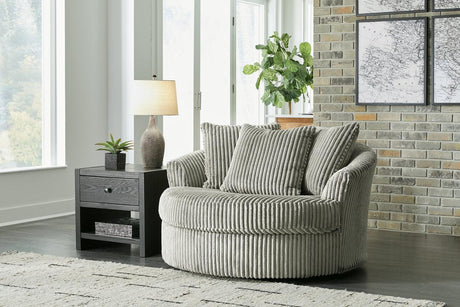 Lindyn Fog Oversized Swivel Accent Chair by Ashley at Eve Furniture