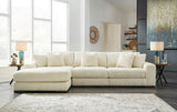 Lindyn Ivory 3-Piece Left Arm Facing Modular Chaise Sectional by Ashley at Eve Furniture