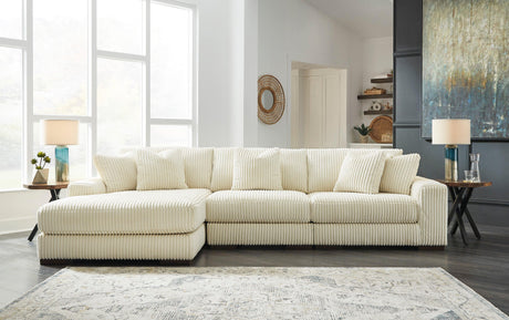 Lindyn Ivory 3-Piece Left Arm Facing Modular Chaise Sectional by Ashley at Eve Furniture