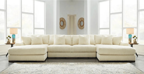 Lindyn Ivory 4-Piece Modular Double Chaise Sectional by Ashley at Eve Furniture