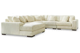 Lindyn Ivory 5-Piece Left Arm Facing Modular Chaise Sectional by Ashley at Eve Furniture