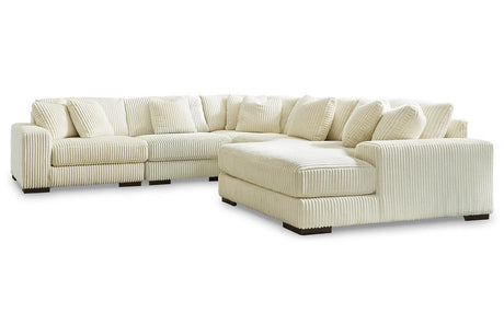 Lindyn Ivory 5-Piece Right Arm Facing Modular Chaise Sectional by Ashley at Eve Furniture