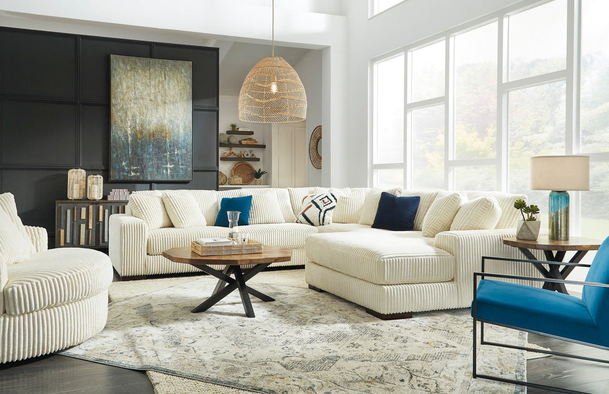 Lindyn Ivory 5-Piece Right Arm Facing Modular Chaise Sectional by Ashley at Eve Furniture