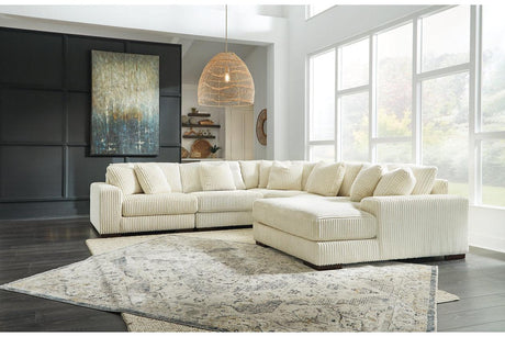 Lindyn Ivory 5-Piece Right Arm Facing Modular Chaise Sectional by Ashley at Eve Furniture