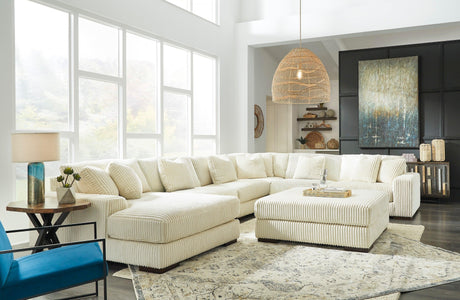 Lindyn Ivory 6-Piece Left Arm Facing Modular Chaise Sectional by Ashley at Eve Furniture