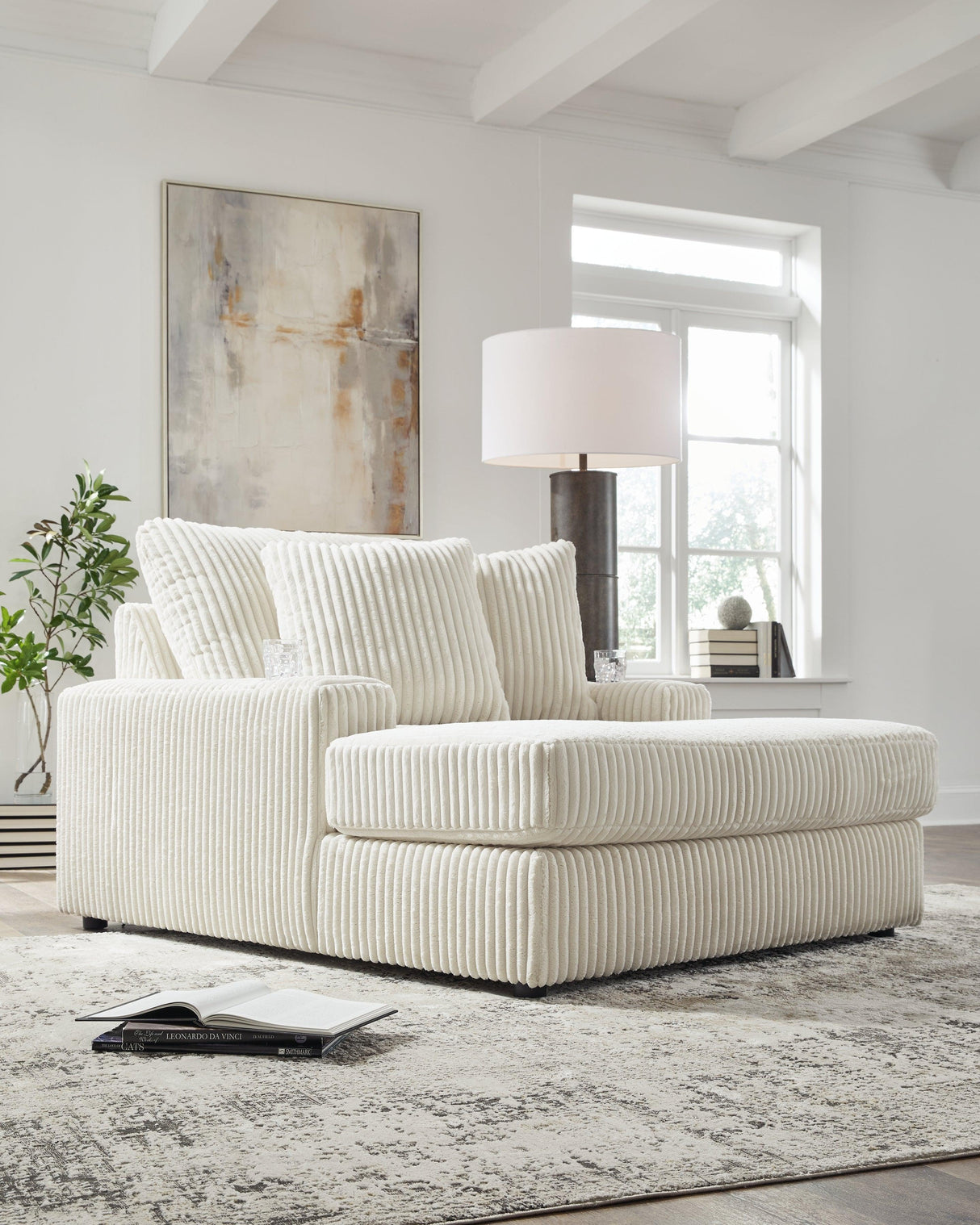 Lindyn Ivory Oversized Chaise by Ashley at Eve Furniture