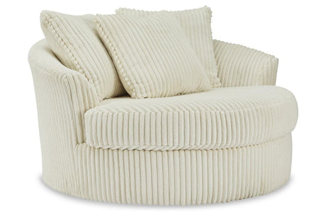 Lindyn Ivory Oversized Swivel Accent Chair by Ashley at Eve Furniture