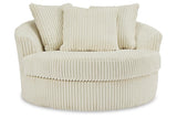 Lindyn Ivory Oversized Swivel Accent Chair by Ashley at Eve Furniture