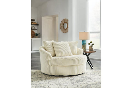Lindyn Ivory Oversized Swivel Accent Chair by Ashley at Eve Furniture