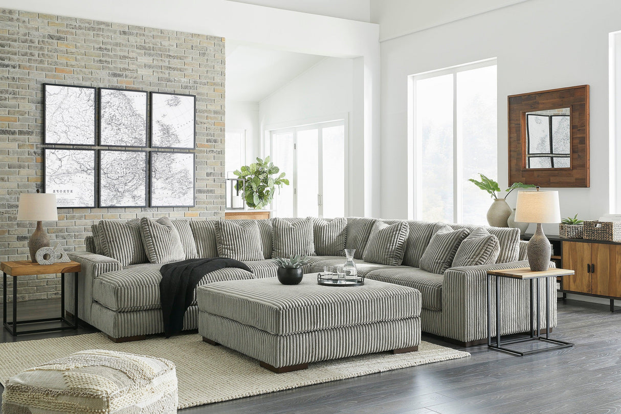 Lindyn Fog 5-Piece Left Arm Facing Modular Chaise Sectional by Ashley at Eve Furniture
