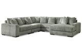 Lindyn Fog 5-Piece Right Arm Facing (RAF) Modular Chaise Sectional by Ashley at Eve Furniture