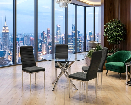 Linea Black 5-Piece Dining Room Set by Happy Homes at Eve Furniture