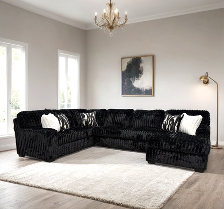 Linea Black RAF Sectional by Happy Homes at Eve Furniture