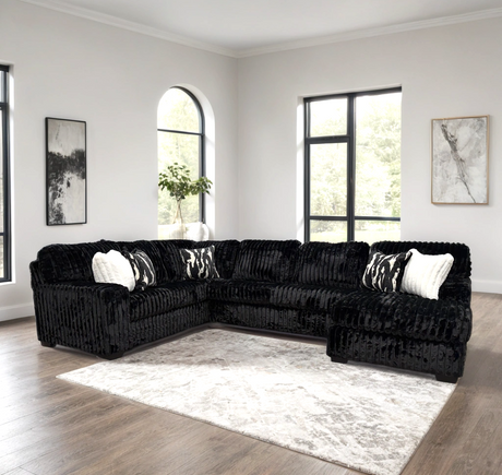 Linea Black RAF Sectional by Happy Homes at Eve Furniture