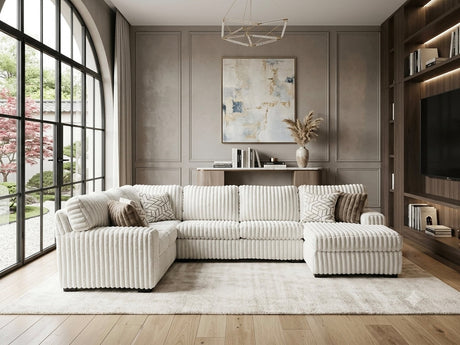 Linea Cream RAF Sectional by Happy Homes at Eve Furniture