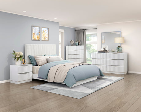 Linea Pearl White California King Bed by Homelegance at Eve Furniture
