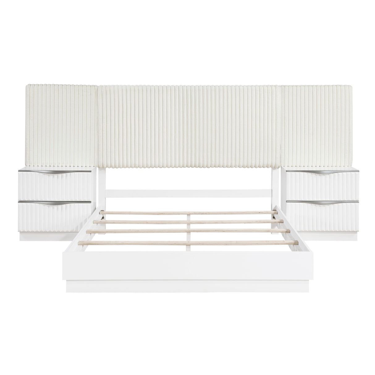 Linea Pearl White California King Bed with 2 Nightstands by Homelegance at Eve Furniture