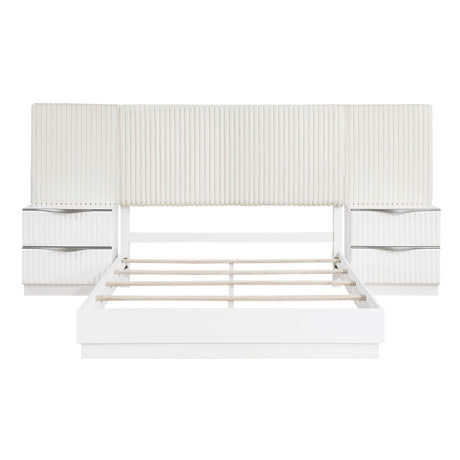 Linea Pearl White California King Bed with 2 Nightstands by Homelegance at Eve Furniture