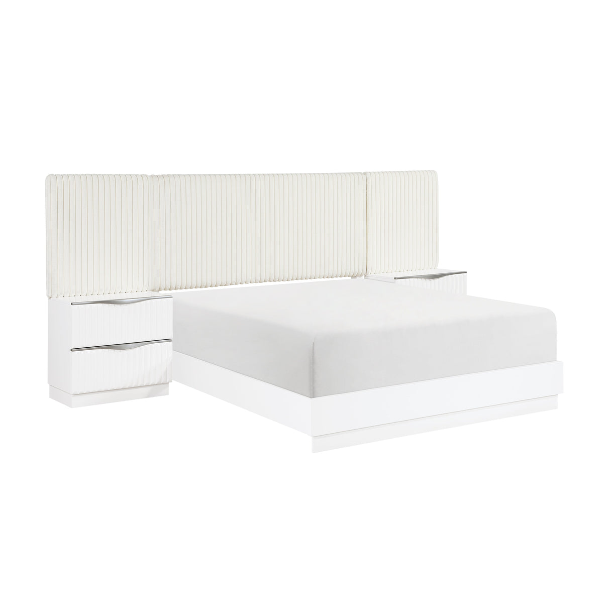 Linea Pearl White California King Bed with 2 Nightstands by Homelegance at Eve Furniture