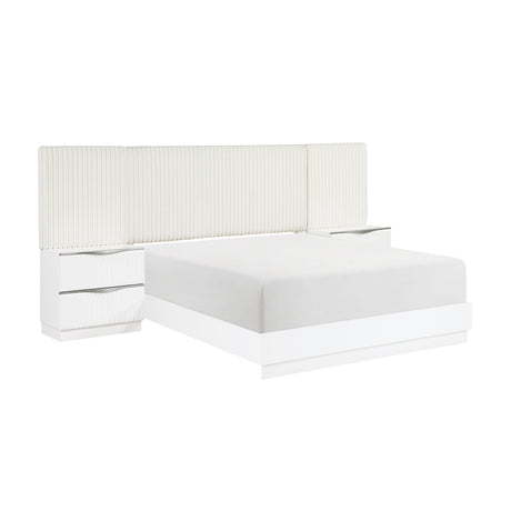 Linea Pearl White California King Bed with 2 Nightstands by Homelegance at Eve Furniture