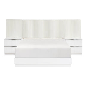 Linea Pearl White California King Bed with 2 Nightstands by Homelegance at Eve Furniture