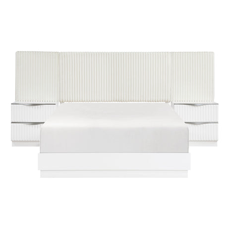 Linea Pearl White Eastern King Bed by Homelegance at Eve Furniture