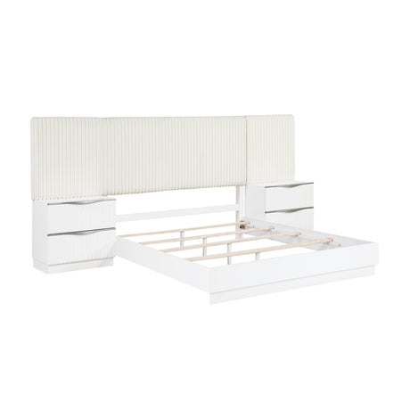Linea Pearl White Eastern King Bed by Homelegance at Eve Furniture