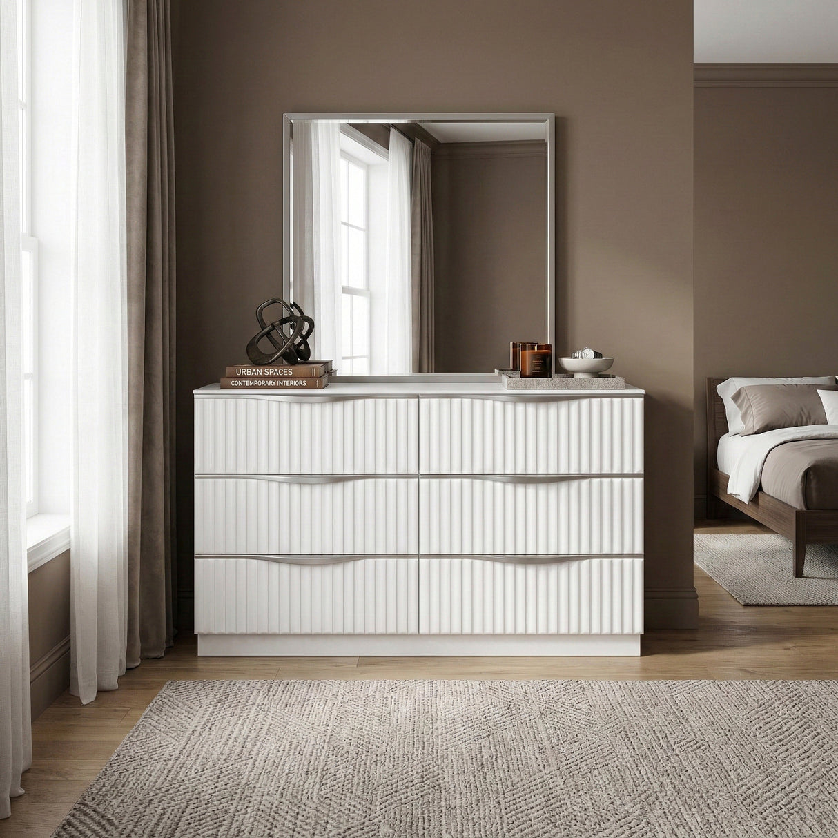Linea Pearl White Mirror by Homelegance at Eve Furniture