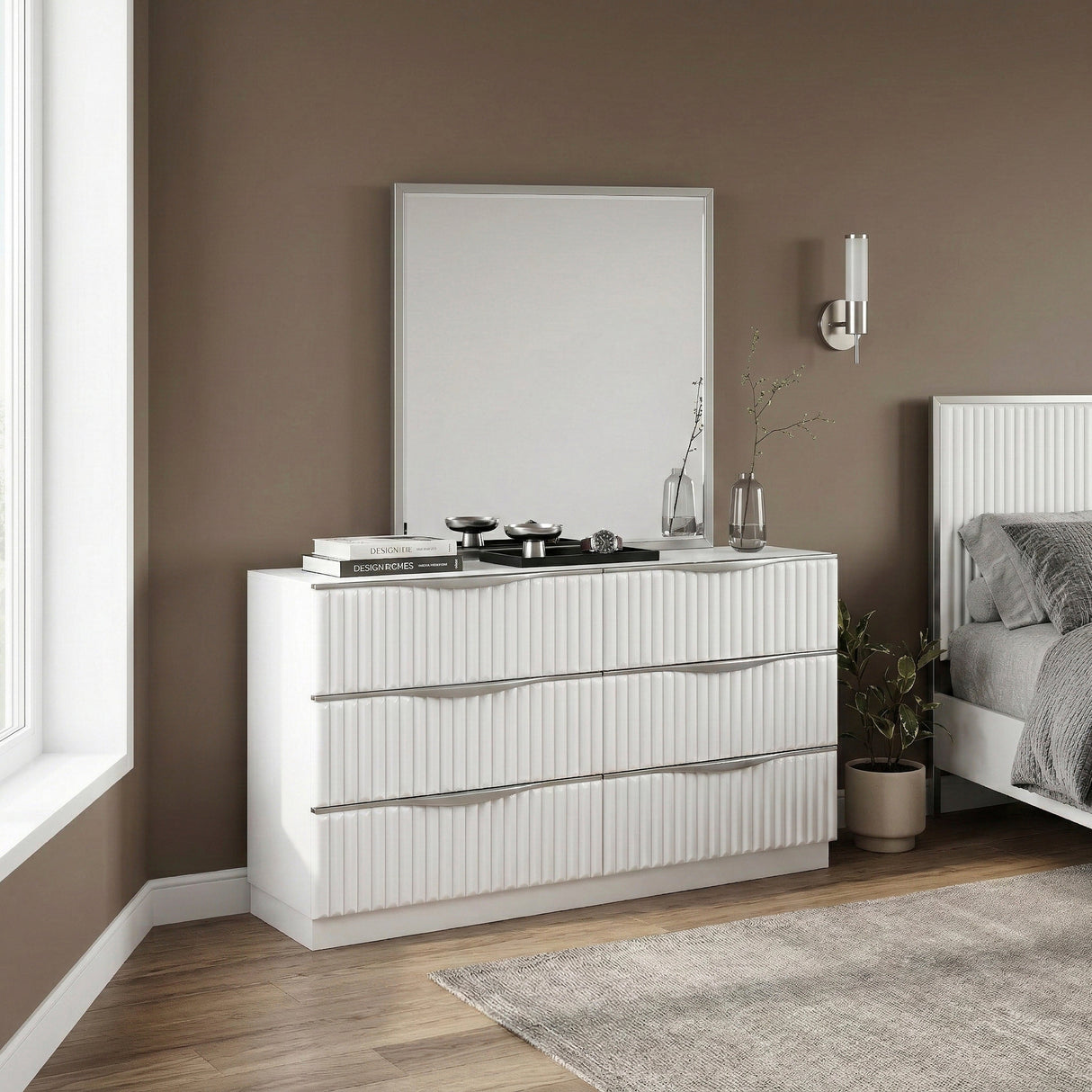 Linea Pearl White Mirror by Homelegance at Eve Furniture