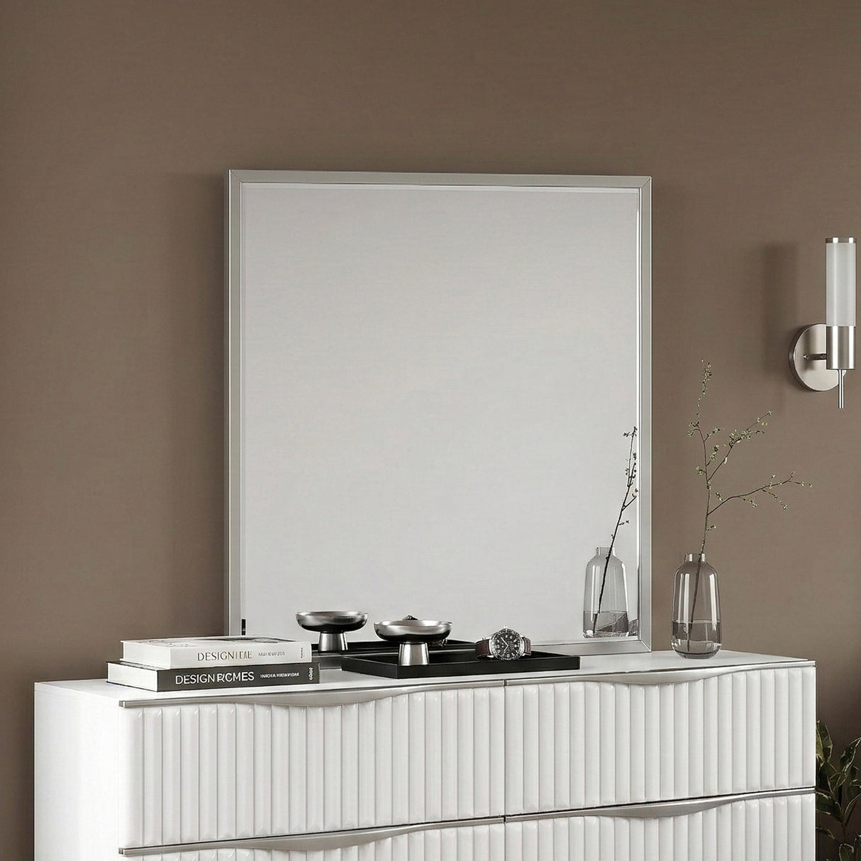 Linea Pearl White Mirror by Homelegance at Eve Furniture