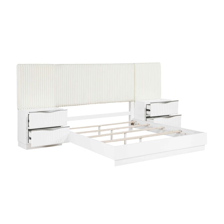 Linea Pearl White Panel Wall Bedroom Set by Homelegance at Eve Furniture
