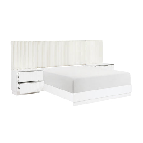 Linea Pearl White Panel Wall Bedroom Set by Homelegance at Eve Furniture