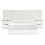 Linea Pearl White Panel Wall Bedroom Set by Homelegance at Eve Furniture