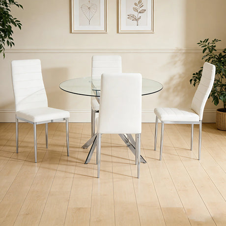 Linea White 5-Piece Dining Room Set by Happy Homes at Eve Furniture