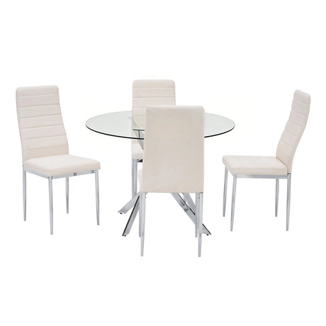 Linea White 5-Piece Dining Room Set by Happy Homes at Eve Furniture