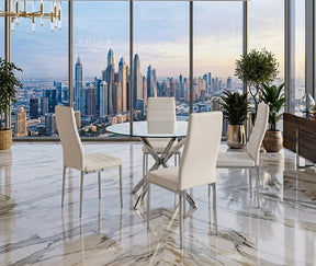 Linea White 5-Piece Dining Room Set by Happy Homes at Eve Furniture
