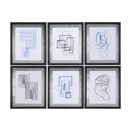 Lines II by Mercana Studio a Hand Embellished Textured Framed Art Print Matted under Glass by Mercana at Eve Furniture