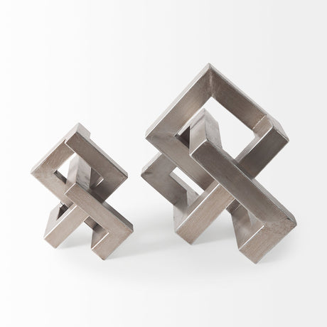 Link Small Silver Metal Sculpture Decorative Object by Mercana at Eve Furniture