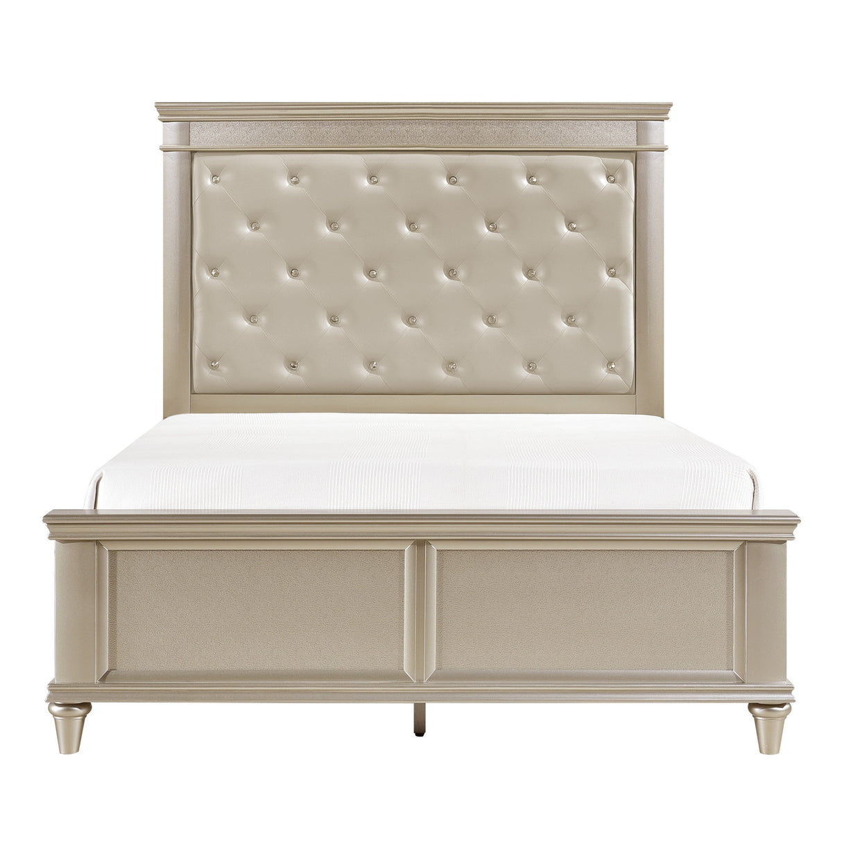 Linna Beige California King Upholstered Platform Bed by Homelegance at Eve Furniture