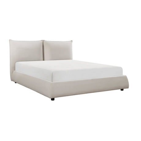 Linna Beige California King Upholstered Platform Bed by Homelegance at Eve Furniture