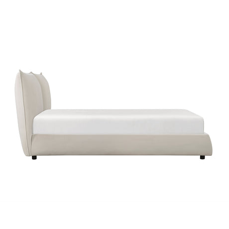 Linna Beige California King Upholstered Platform Bed by Homelegance at Eve Furniture
