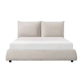 Linna Beige California King Upholstered Platform Bed by Homelegance at Eve Furniture